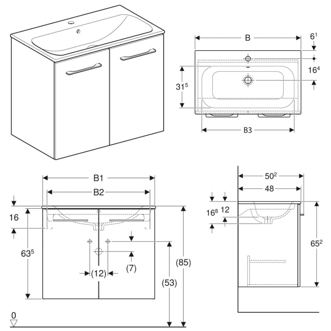 Geberit Selnova Square set ugradni umivaonik sa ormarićem 80cm , 501.256.00.1 - Slika 2