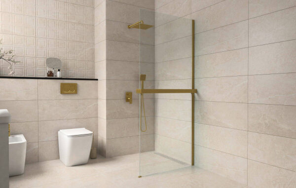 Walk-in COPEN MONTE SUPERIORE 900x2000. 8mm staklo. polica i držač brušeno zlato