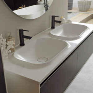 Kolpa San Pandora – Ormarić sa duplim umivaonikom od livenog mermera 150 cm